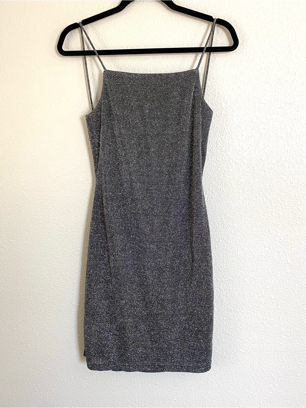 Hugo Buscati Silver Sparkle Slip Mini Dress